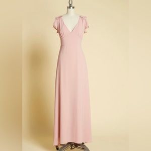 ModCloth You're Flowing Places Maxi Dress Pink babydoll flutter sleeve retro